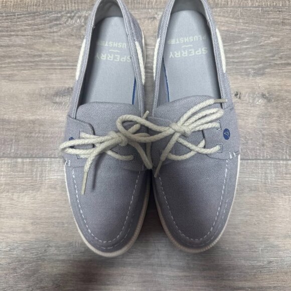 Sperry Cruise PlushStep Light Blue Linen Shoes Women's Size 7.5 - Picture 2 of 7